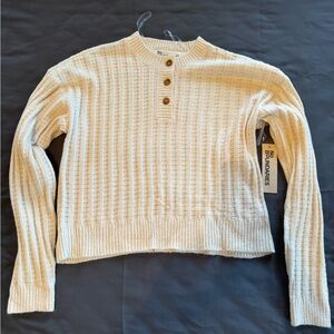No Boundaries Cream Button-Accent Sweater